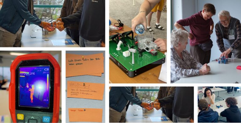 Die Wasserstofflots*innen sind in Schulen, an den Hochschulen und Universitäten sowie an zahlreichen anderen Veranstaltungen mit Bildungshintergrund tätig. Sie gehen auf Messen, halten Vorträge und veranstalten Workshops. Inzwischen hat sich diese Gruppe aus Ulm zu einem Exportschlager entwickelt: Auch in den Landkreisen Tübingen, Reutlingen und Göppingen gibt es inzwischen Lots*innen.
Bildquelle: ZAWiW (6) / H2-Wandel (1)