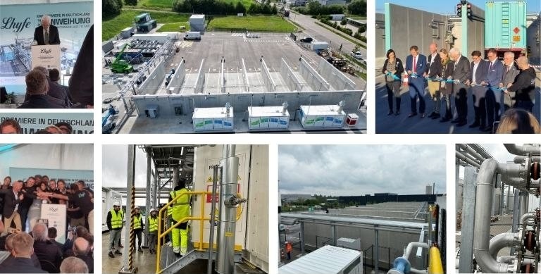 Am 14.10.2025 wurde die 10 MW-Elektrolyse-Anlage im Industriegebiet Gügling in Schwäbisch Gmünd eingeweiht. Mit bis zu 4 Tonnen grünen Wasserstoff pro Tag ist es aktuell die größte Produktionsanlage in Süddeutschland. Entsprechend groß ist das Interesse an Besichtigungen.
Bildquelle: H2-Wandel (6) / Lhyfe (1)