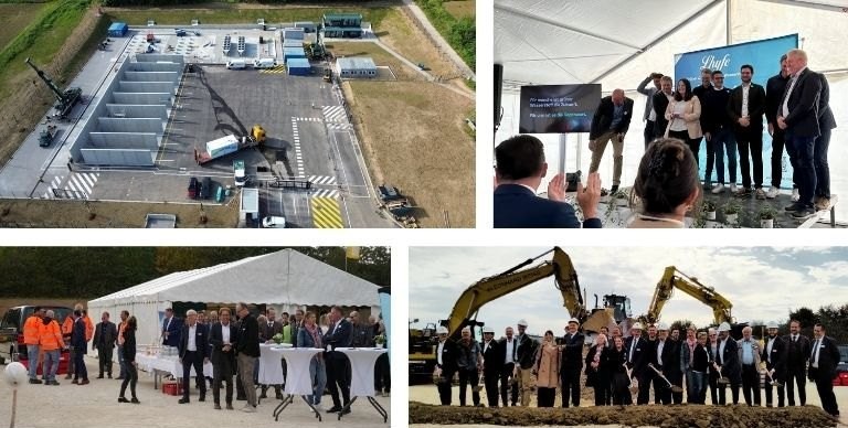Im Industriegebiet Gügling in Schwäbisch Gmünd wurde von unserem Projektpartner Lhyfe der Bau einer Elektrolyseanlage mit 10 MW in Angriff genommen. Am 12.10.2023 fand der Spatenstich statt.
Bildquelle: H2-Wandel (1) / Lyhfe (2) / Stadt Schwäbisch Gmünd (1)