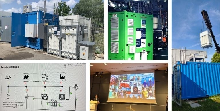 An der Hochschule Reutlingen ist im Rahmen von H2-Grid sowie eines Schwesternprojekts eine umfassende Wasserstoffinfrastruktur mit Microgrid, Elektrolyseuren und Brennstoffzelle entstanden, die seit 2025 als Forschungs- und Demonstrationsumgebung genutzt wird.
Bildquelle: Hochschule Reutlingen (2) / H2-Wandel (3)
